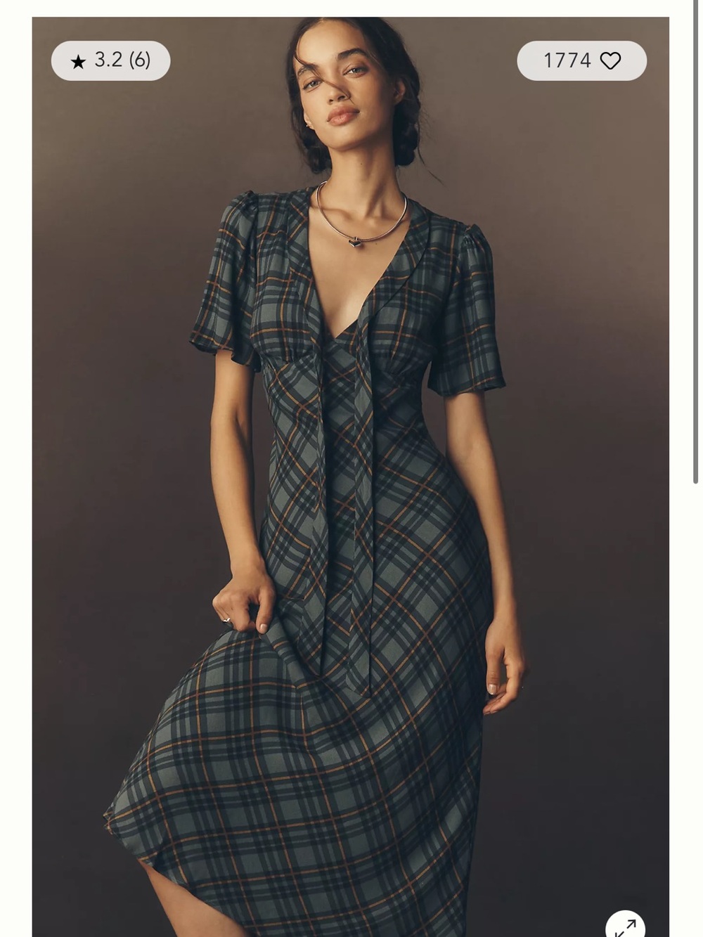 Reformation Tyra Plaid dress NWT
